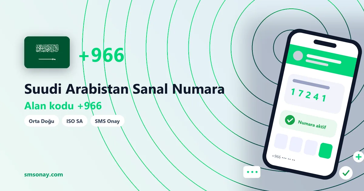Suudi Arabistan sanal numara (+966) ile SMS onay görseli