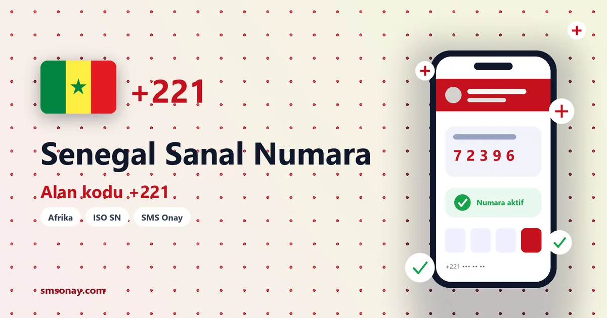 Senegal sanal numara (+221) ile SMS onay görseli