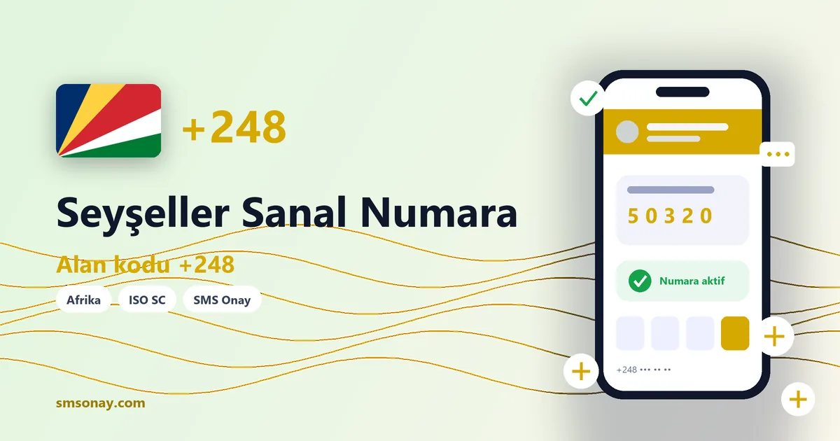 Seyşeller sanal numara (+248) ile SMS onay görseli