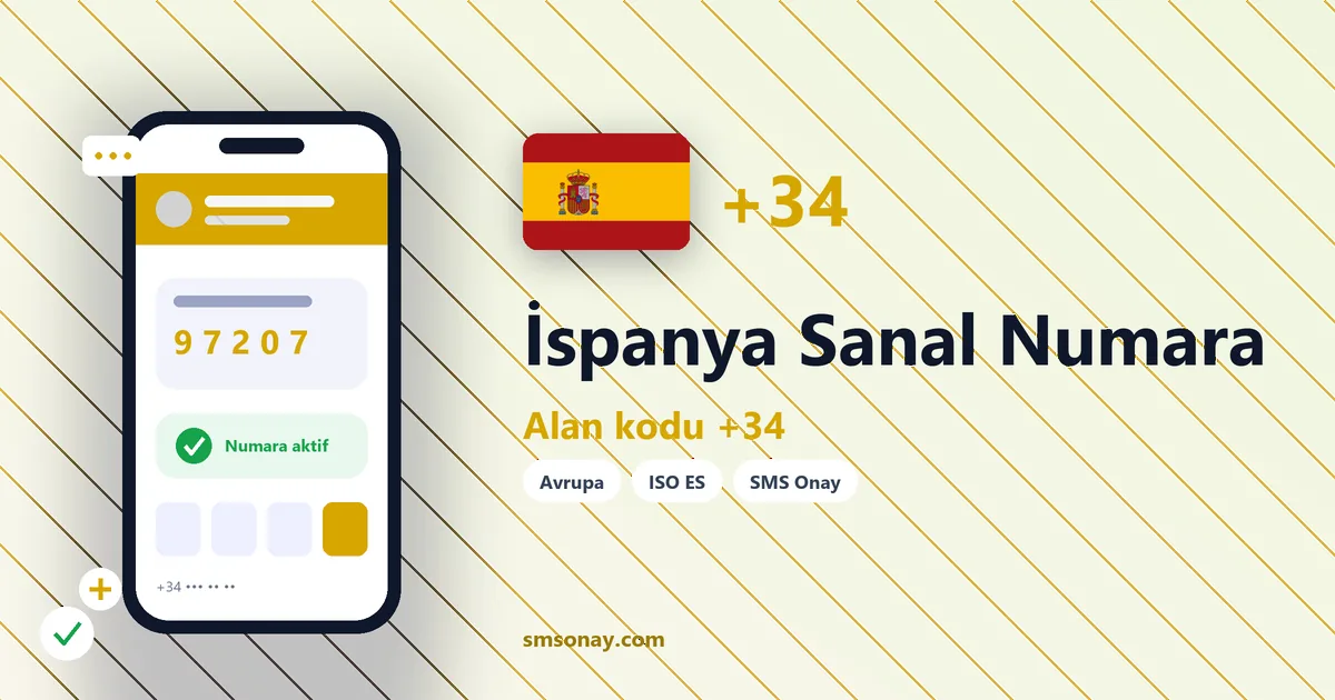 İspanya sanal numara (+34) ile SMS onay görseli
