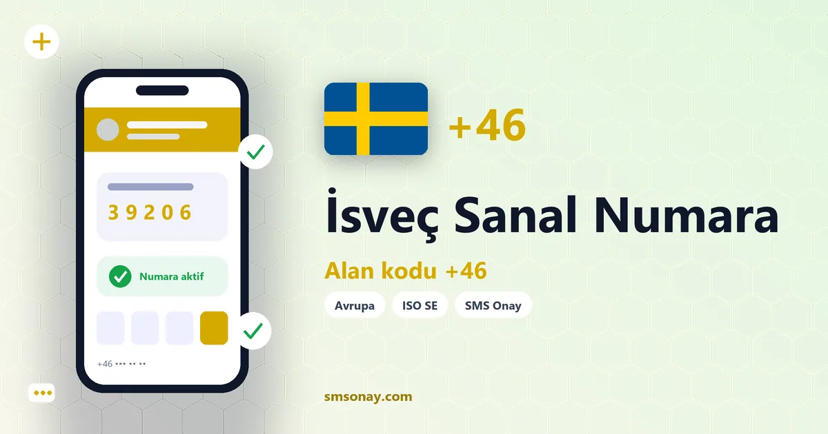 İsveç sanal numara (+46) ile SMS onay görseli