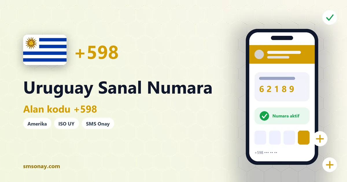 Uruguay sanal numara (+598) ile SMS onay görseli